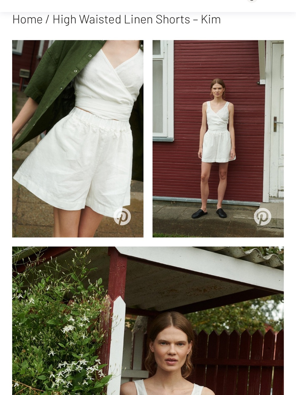 Linenfox White High-Waisted Linen Shorts